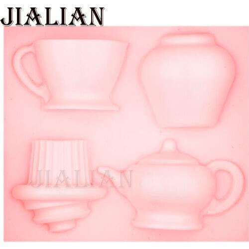 4 Hold Teapot cup Shape Soap Sugarcraft sugar Chocolate Molds Cake Mould Silicone Fondant Cake Decorating Tools T0570