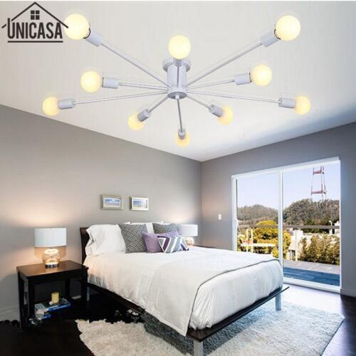 Modern Ceiling Lamp Multiple Rod Wrought Iron Lighting E27 LED Living Room Vintage Pendant Lights Art decorate Industrial Bar