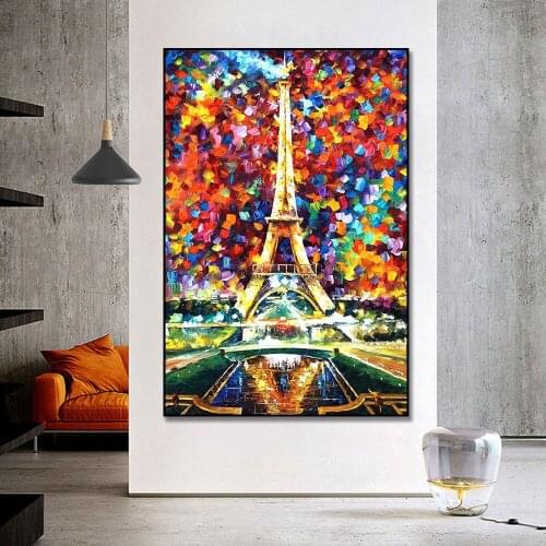 Modern Abstract Oil Painting Art Wall Poster Iron Tower Wall Painting Coffee Shop Home Painting Wall Decoration Painting Cuadros