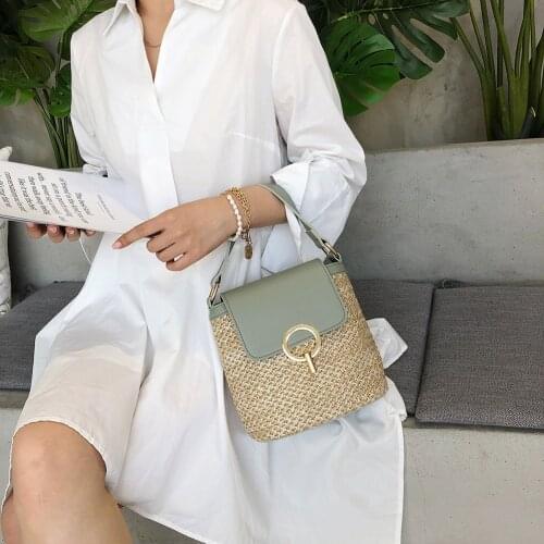 Vintage Women Shoulder Weaving Totes Fashion Woven Straw Summer Beach Female Bucket Bag Daily Girls Shopper Purses and Handbags