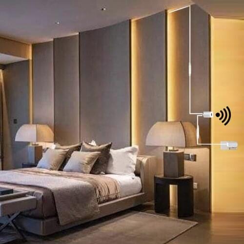 DC12V LED Strip Light Hand Sweep Motion Sensor LED Strip Ribbon Tape Light for Cabinet Kitchen Bed Wardrobe with Power Adapter