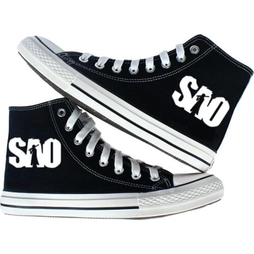 High-Q Unisex Anime Cosplay Sword Art Online Kirigaya Kazuto Kirito Casual Canvas Shoes SAO plimsolls rope soled shoes