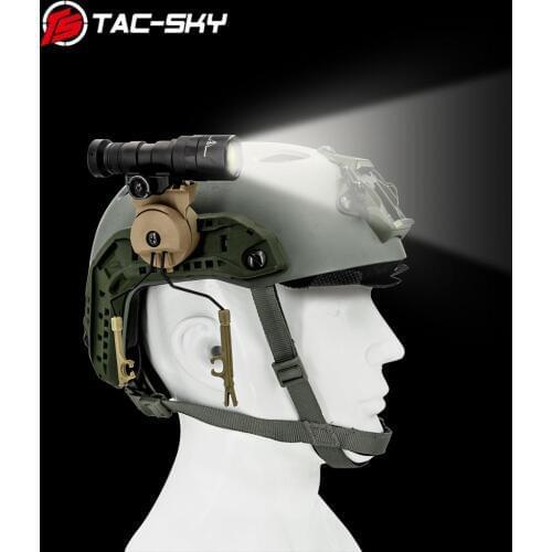 TAC-SKY tactical headset peltor comtac ii iii bracket Fast Ops Core helmet ARC rail adapter and tactical flashlight mounting kit
