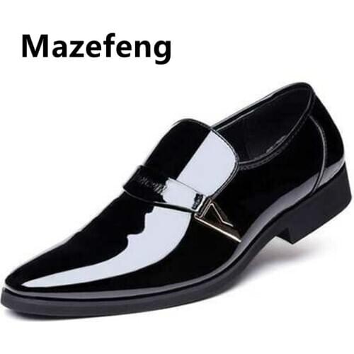 Patent Leather Shoes for Men Formal Coiffeur Office Shoes Men Classic Brown Dress Designer Shoes Men Italian Dress Buty Meskie