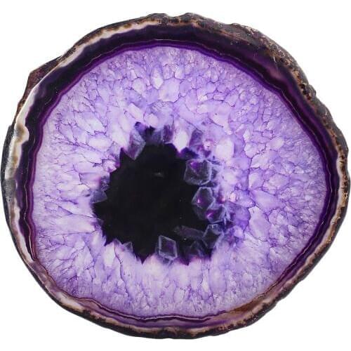 TUMBEELLUWA 1Lot (2Pcs) Purple Agate Slices Geode Stones,Coasters Cup Mat,Irregular Shape Decor Crystals Collection