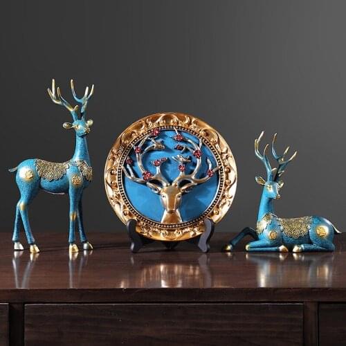 Creative Resin Antler Screen Nordic Style Retro Deer Head Craftwork Home Living Room Bedroom Office Desk TV Cabinet Decoration