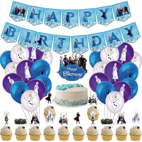 Disney Frozen 2 party decorations Aisha princess Girl Birthday Party Decor Latex Balloon Banners Cake topper Baby Shower Suppies