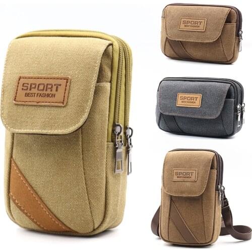 Universal Multifunction Canvas Outdoor Running Sports Mobile Phone Bag Purses Waist Belt bag Handbag for Man Male Pouch Pocket