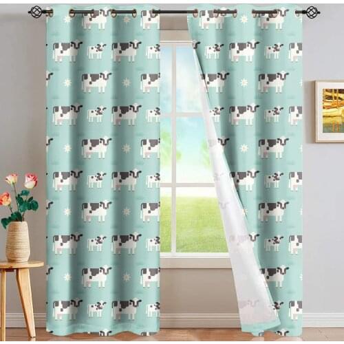Upetstory Milk Cow Curtain for Kitchen Living Room Bedroom Kids Room Curtains Home Decoration Window Treatments Drapes 2 Panels