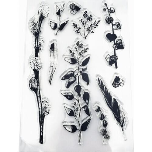 Vine Leaves Transparent Clear Silicone Stamp Seal Scrapbooking Stencil Bullet Journal Accessories Decor Office School Supplies