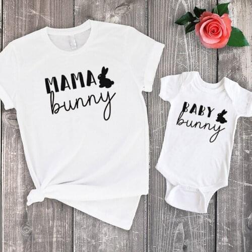 Womens Easter Tee Mommy and Me Family Clothing Baby Girl Clothes Mom and Daughter Easter Shirt Mama Bunny Tshirt