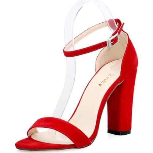 Newest Women Pumps Open Toe Sexy Ankle Straps High Heels Shoes Summer Ladies Bridal Suede Thick Heel Sandals