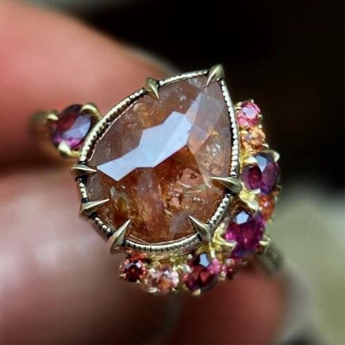 Vintage Geometric Irregular Stone Rings for Women Unique Waterdrop Crystal Finger Ring Wedding Party Jewelry Luxury Gifts