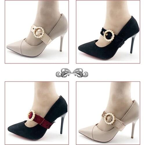 1Pair Elastic Band Shoelaces For High Heel Shoes Women Shoelace Pearl Straps Shoe Accessories