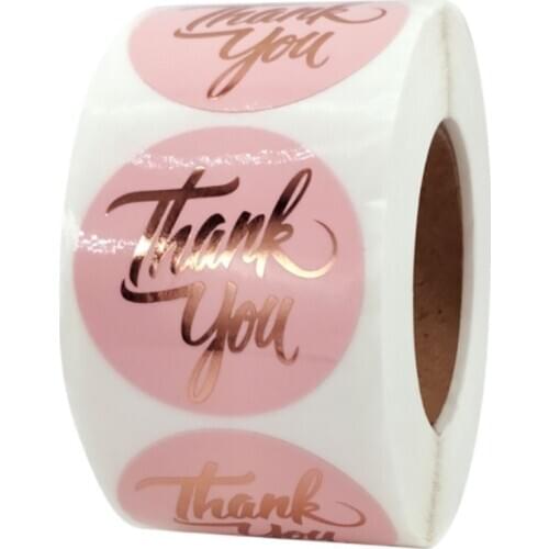 38mm/1.5inch Pink Thank You Stickers Gold Foil Label Stickers For Wedding Party Gift Card Stationary Decoration Stickers 500pcs