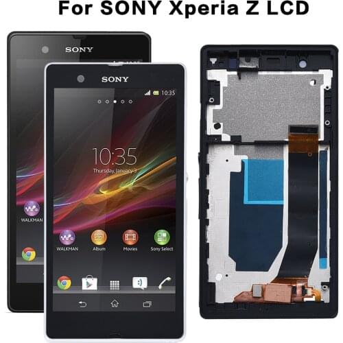 100% Original For SONY Xperia Z LCD Display Touch Screen For SONY Xperi Z LCD Digitizer Assembly L36H C6603 C6602 Free shipping
