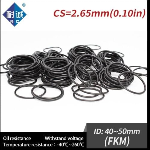 2PCS/lot fluoro rubber Ring Black FKM Oring Seals Thickness 2.65mm ID40/41.2/42.5/43.7/45/46.2/48.7/50mm O ring Washer