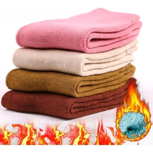 20 Pairs Per Set Womens Winter Socks Solid Color Autumn Winter Warm Socks Thickened Medium Tube Winter Cotton Socks Wholesale