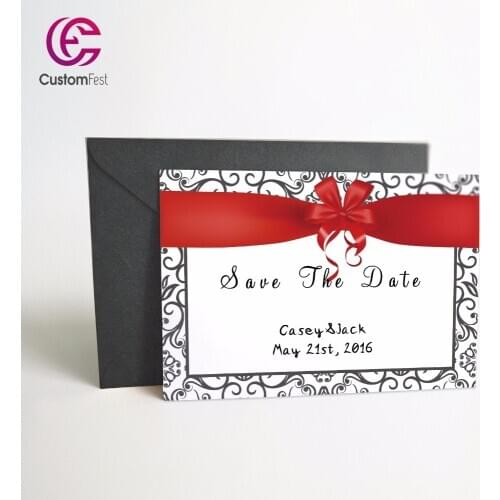 50pcs/lot Personalized Thank you card or save the date card with free envelop classic tie 042