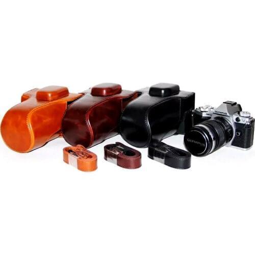 PU Leather Pouch Case for Olympus OM-D E-M5 II OM D OMD E-M5 II for E-M5 MARK II EM5II 12-50mm Camera Bag Cover+Shoulder Strap