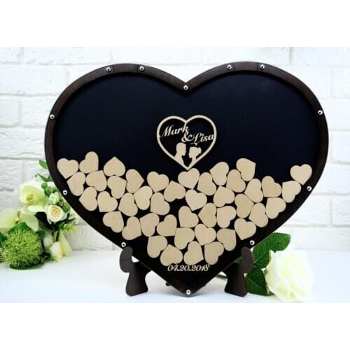Black acrylic frame, heart-shaped wedding guest book, alternative wedding guest book delivery box for wedding