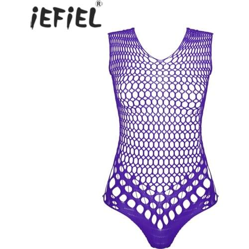 Women Skinny Hallow Out Mesh Sheer Catsuit Bodysuit Sissy Clubwear Sleeveless Backless Leotard Jumpsuit Sexy Lingerie Suits