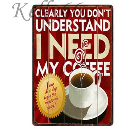 [ Kelly66 ] Coffee Metal Sign Tin Poster Home Decor Bar Wall Art Painting 20*30 CM Size y-1571