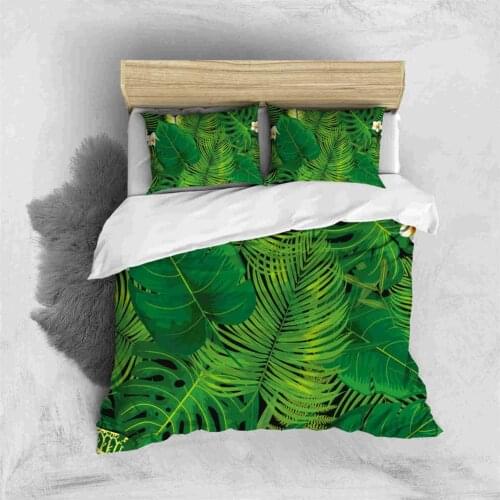 Green Leaves Cactus Bedding Set Cartoon Bed Set 2/3pcs With Pillowcases Simple Design Duvet Cover Decor Adult Home Textile