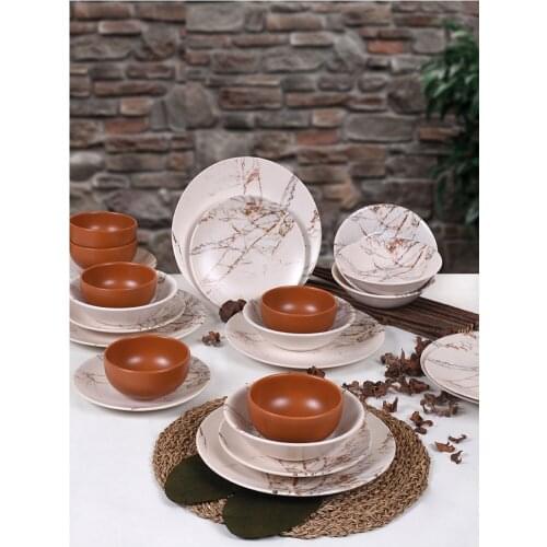 Brown Marble Dinnerware 24 Pieces For 6 Persons