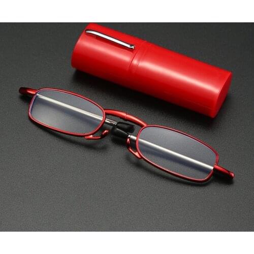 Short Pen Holder Reading Glasses With Case Folding Presbyopia Eyeglasses Diopter +1.0 1.5 2.0 2.5 3.0 3.5 4.0 Exquisite Fashion