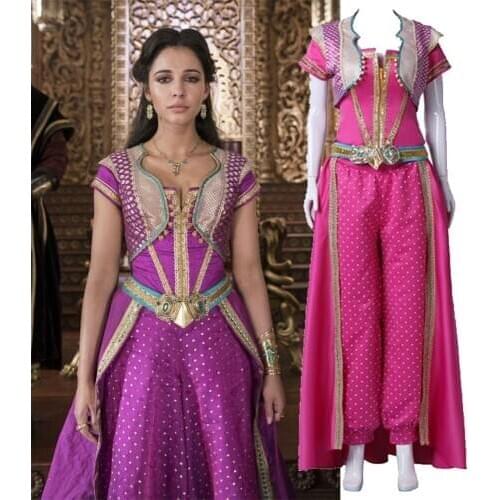 Princess Jasmine Costumes,2019 Movie Aladdin Lamp Csoplay Costume For Adult Women Girls Party Halloween Costumes Fancy Outfit