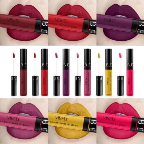 VIBELY 29 Color Matte Lip Gloss Black White Purple Lipstick Tube Waterproof Long Lasting Moisturizing Sexy Red Lip Tint Cosmetic
