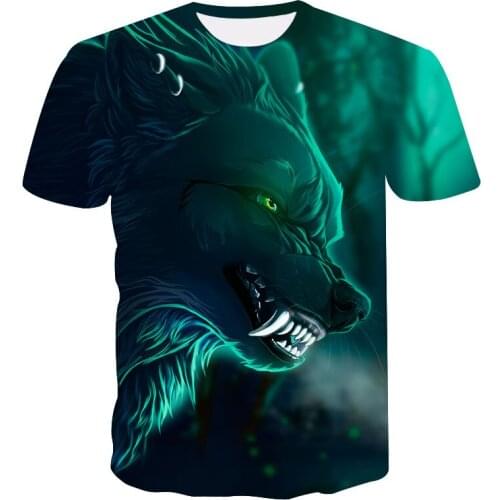 2018 Mens T-shirt 3D Printed Animal wolf tshirt Short Sleeve Funny Design Casual Tops Tees Male hip hop Summer skull t shirt