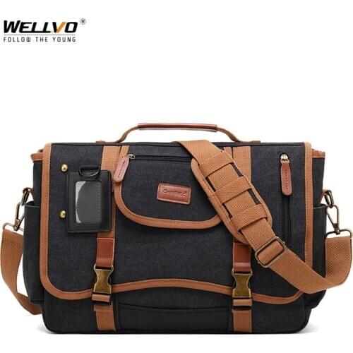 Men Satchels Shoulder Laptop Bag Canvas Handbags Mens Casual Travel Office Bags Waterproof Large Male Crossbody Bags XA287C