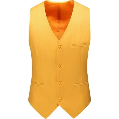 Thorndike Mens V Collar Vest Colete Masculino Men Dress Suit Vest Men Formal Yellow Black Vest Suit Gilet Vest Single Breasted