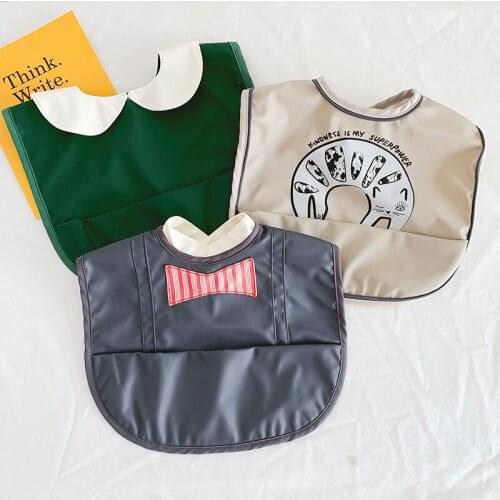 Baby Boys Girls Feeding Bibs Cartoon Meal Dish Anti Dirt Pocket Chest Pad Waterproof Kids Stuff Children Tableware Accessories