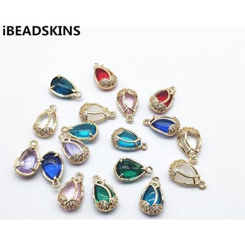 New arrival! 17x10mm 50pcs Zircon/Crystal glass Drop shape Charm for Earrings parts,hand Made Earrings Findings Jewelry DIY