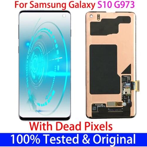 Original AMOLED With Dead Pixels LCD For SAMSUNG GALAXY S10 G973 SM-G973F With Frame LCD Display+Touch Screen Digitizer Assembly
