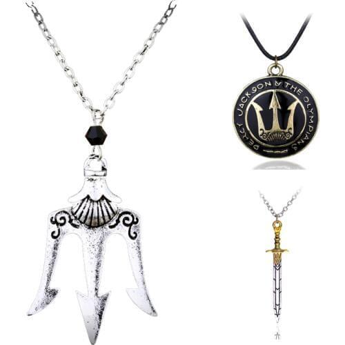 Percy Jackson Necklace sword/HALF Blood Flying Horse/Trident Chain Pendants Necklaces Men Women Movie Jewelry souvenir Gift