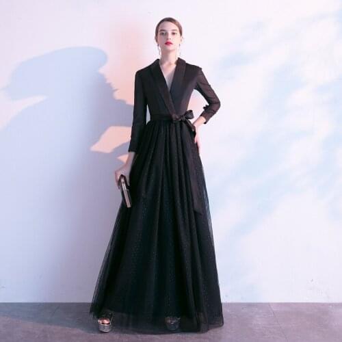New Women Elegant Sexy Long Sleeve Deep V Neck Dress Wedding Evening Party Maxi Dress Host Costume Dress Fashion