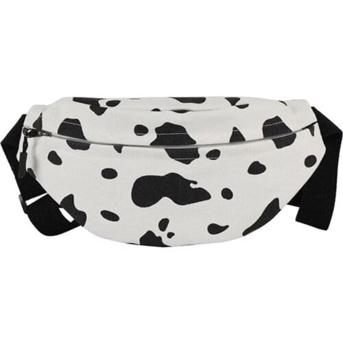 Cartoon Cow Print Waist Fanny Pack Women Belt Bag Travel Hip Bum Canvas Purse Chest Phone Pouch Drop Shipping
