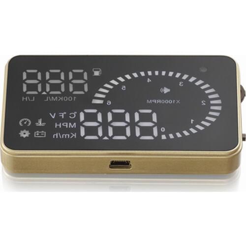 Overspeed Warning KM/h MPH HUD display X6 OBD2 system Golden design Universal 3 inch car display