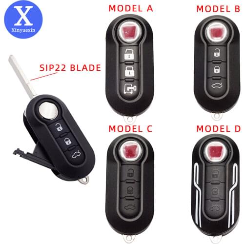 Xinyuexin Flip Folding Car Key Shell FOR FIAT 500 Panda Punto Bravo Ducato Stilo Remote Auto Key Case Fob SIP22 Blade 3 Buttons