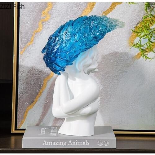 Goddess Statue Blue Gradient Resin Portrait Ornaments Abstract Figurines Desk Decor Crafts Statuette Home Decoration Accessories