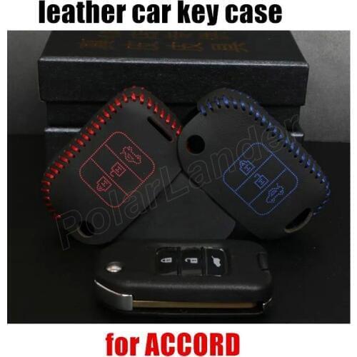 Only Red Hand sewing DIY car key case cover car styling Genuine quality leather fit for HONDA 14 CRIDER JADE 9 ACCORD