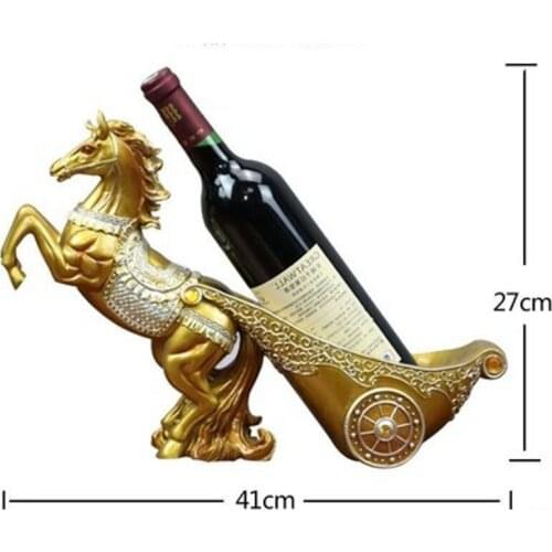 Golden Horse Wine Rack Bottle Holder Ornamental Resin Creative Sculpture Wine Rack Barware Decor Craft Accessories Supplies