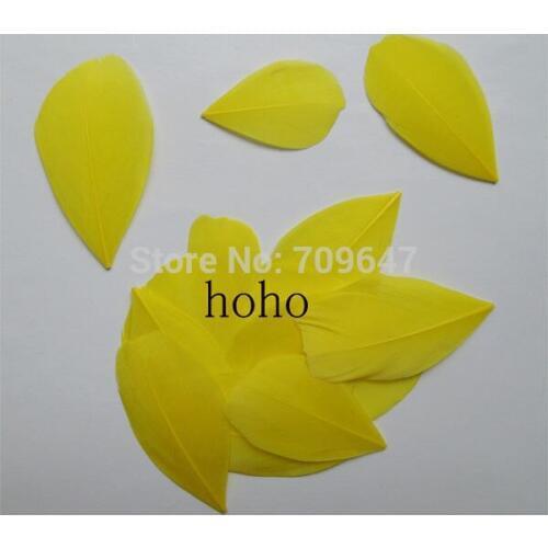 Yellow Feather!200Pcs/lot!3-6cm Beautiful Yellow Trimmed Goose Feathers,Feather Petals,Yellow Trimmed Feather for DIY decoration