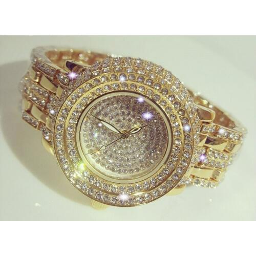2019 Hot Sale Women Watches Lady Diamond Stone Dress Watch Gold Silver Stainless Steel Rhineston Wristwatch Female Crystal Watch