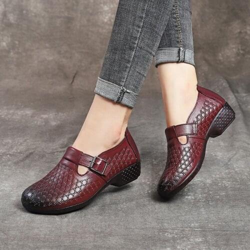 Woman Flat Shoes 2021 Spring Autumn Genuine Leather Casual Flats Shoes Soft Bottom Retro Handmade Ladies Leather Shoes