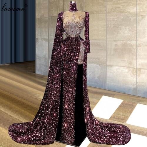 2021 Haute Couture Mermaid Evening Dresses Long Muslim Dark Burgundy Evening Gowns For Women Beading Dubai Celebrity Gowns Robes